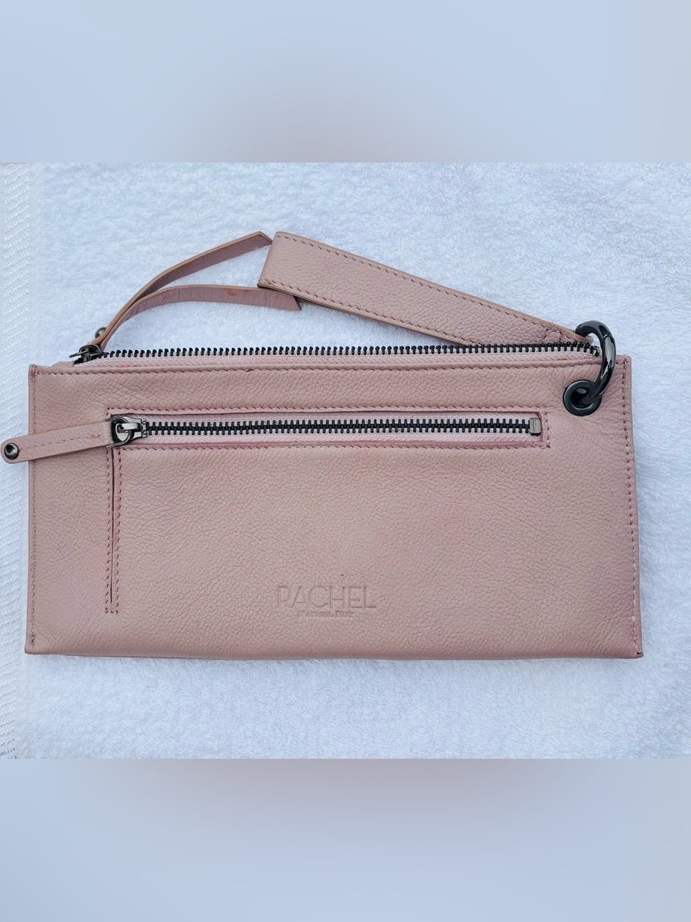 Rachel Blush Pink Leather Wristlet Clutch